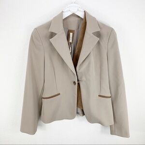 NWT NEW Dusica Sacks Tan Wool Leather Blazer Jacket size US 4-6